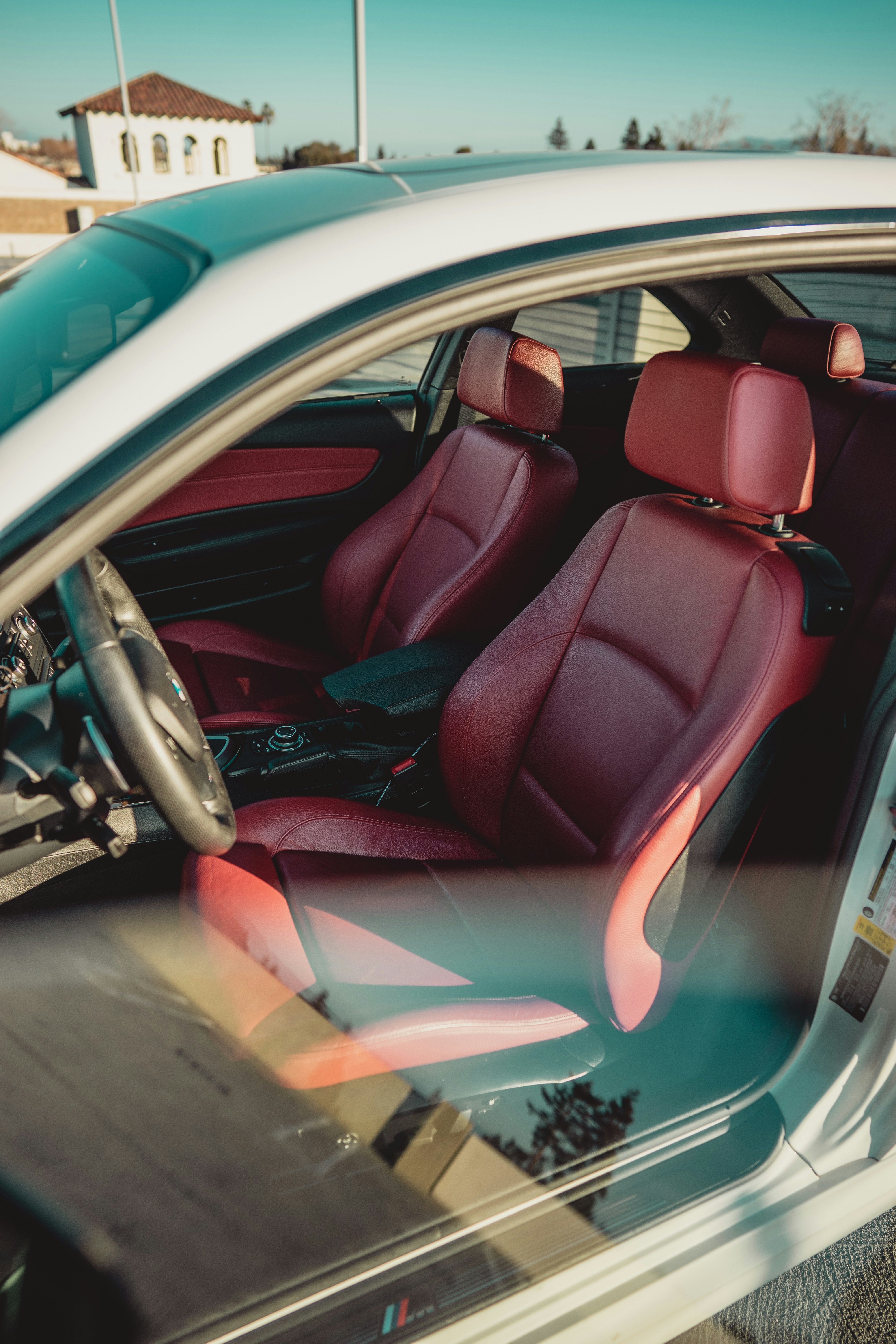 red and black car interior